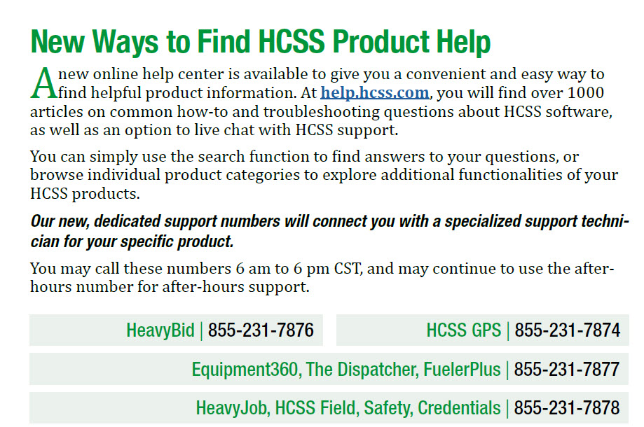 HCSS Help